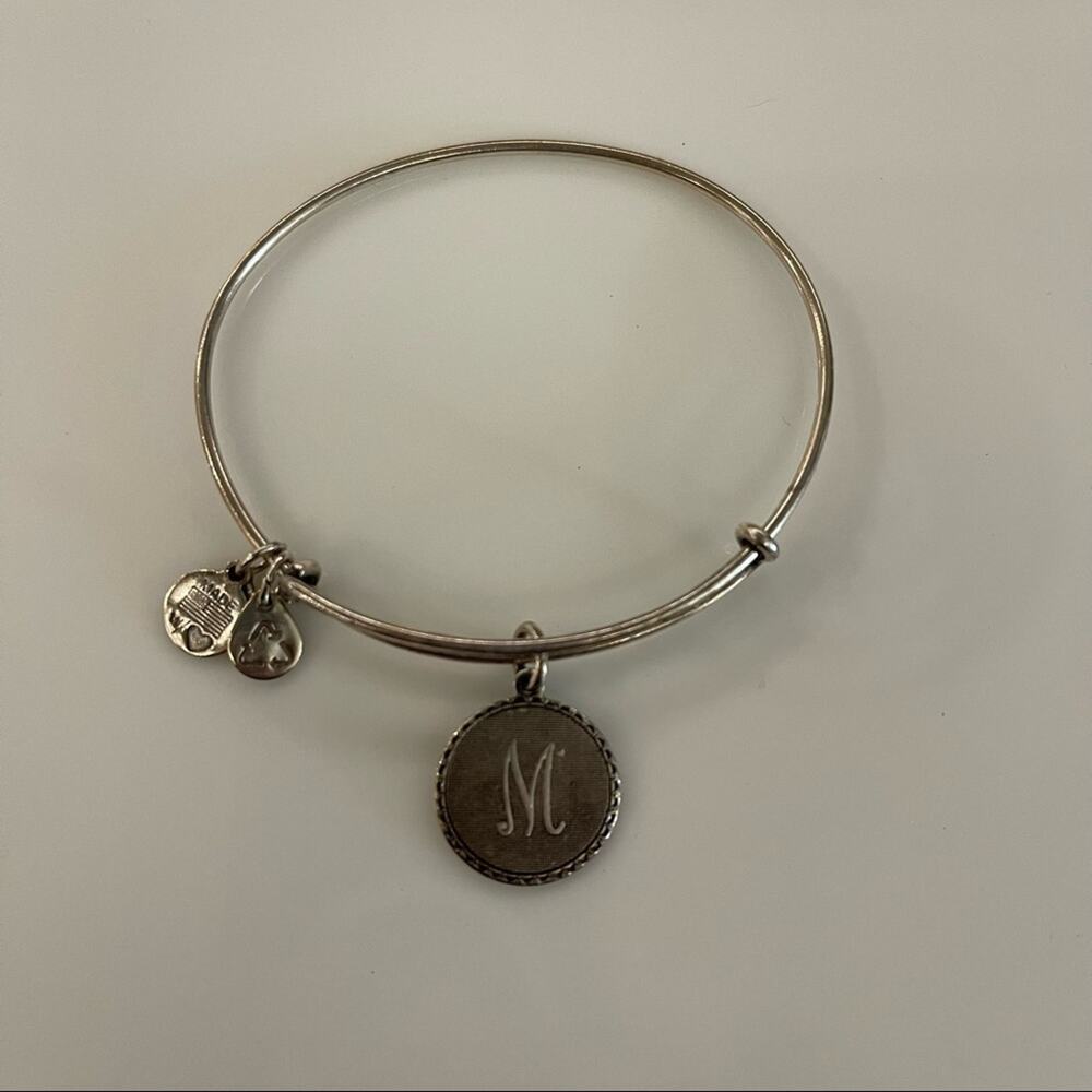 Alex and Ani Initial M Expandable Wire Bangle Bracelet, 2.5"